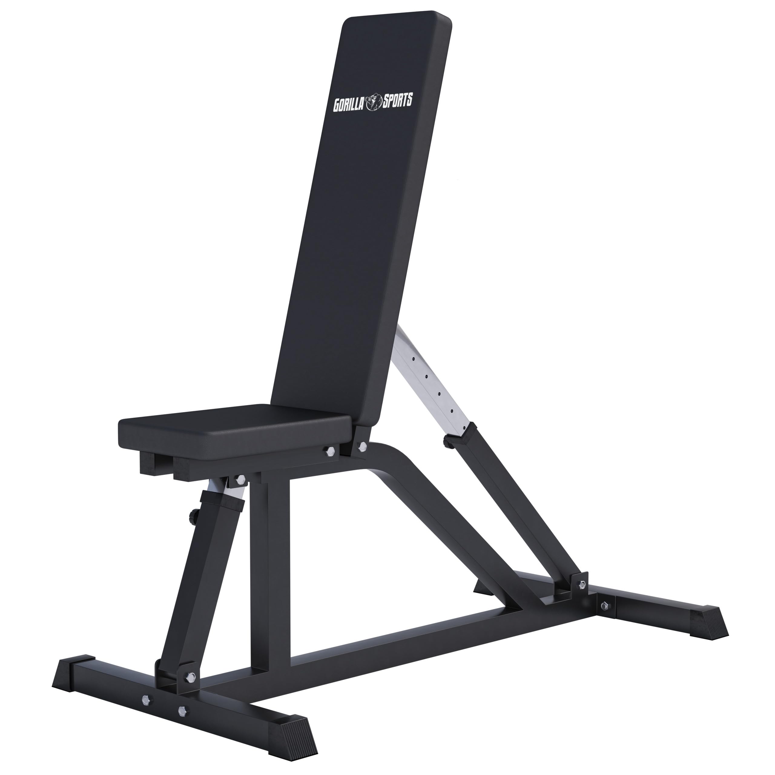GORILLA SPORTS® Banc de Musculation - Réglable en 7 Positions, Max. 200kg, Noir/Blanc - Banc d'Haltérophilie, Multifonction, pour Complet du Corps, Entraînement, Abdominaux, Fitness, Gym Équipement