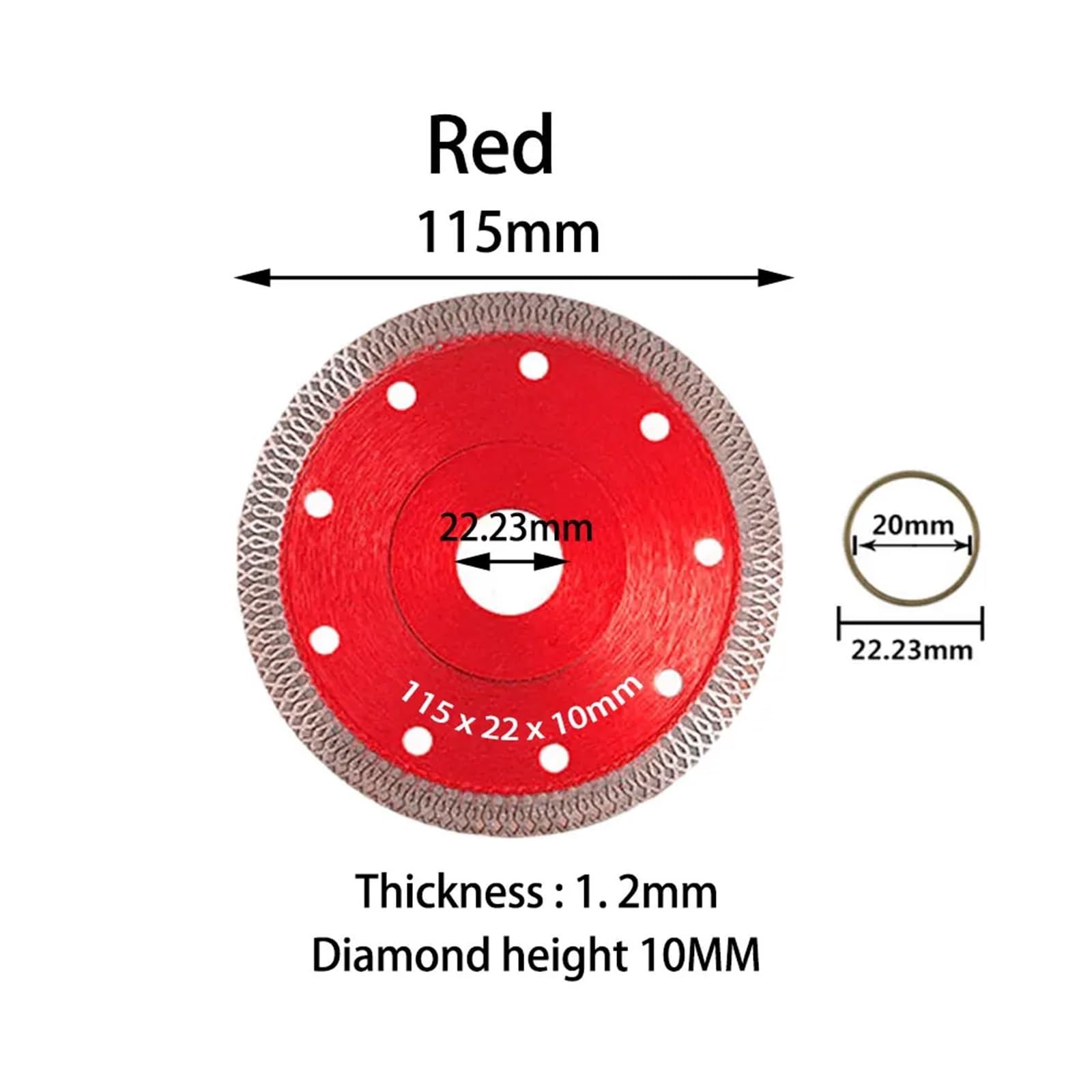 Turbo ostrze diamentowe granitowe marmur tarcza tnąca porcelana ceramiczne ostrza 105/115/125 mm do szlifierki kątowej diamentowej 1 sztuka (czerwony 115 mm)