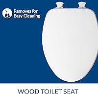 Vista 2 de Asiento de inodoro CHURCH, bisagras de liberación de limpieza fácil para limpiezas profundas, asiento de madera esmaltada duradera, alargado, blanco