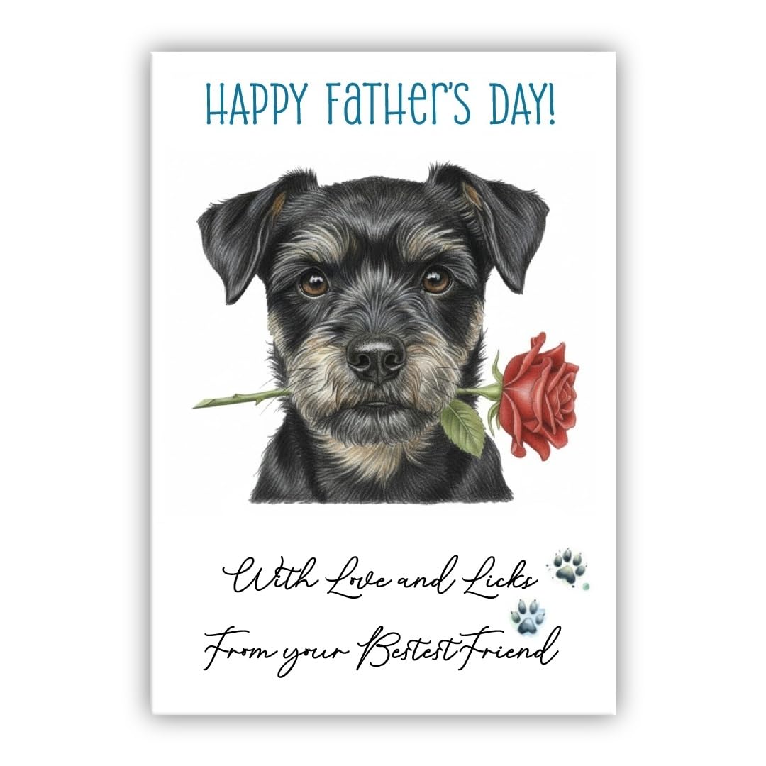 Father’s Day Card From the Dog – Cute Fathers Day Pet Card – “With Love and Licks” – Multiple Breeds Available (• Affenpinscher) — image 1