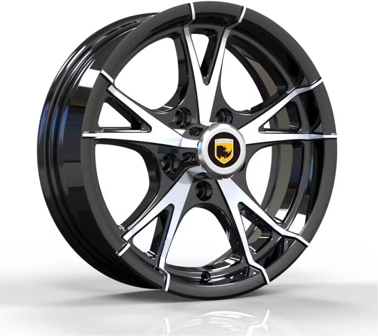 Generic Aluminum Trailer Rims Wheel 14X5.5, 5X4.5 Black Machine Faced Trailer Wheel