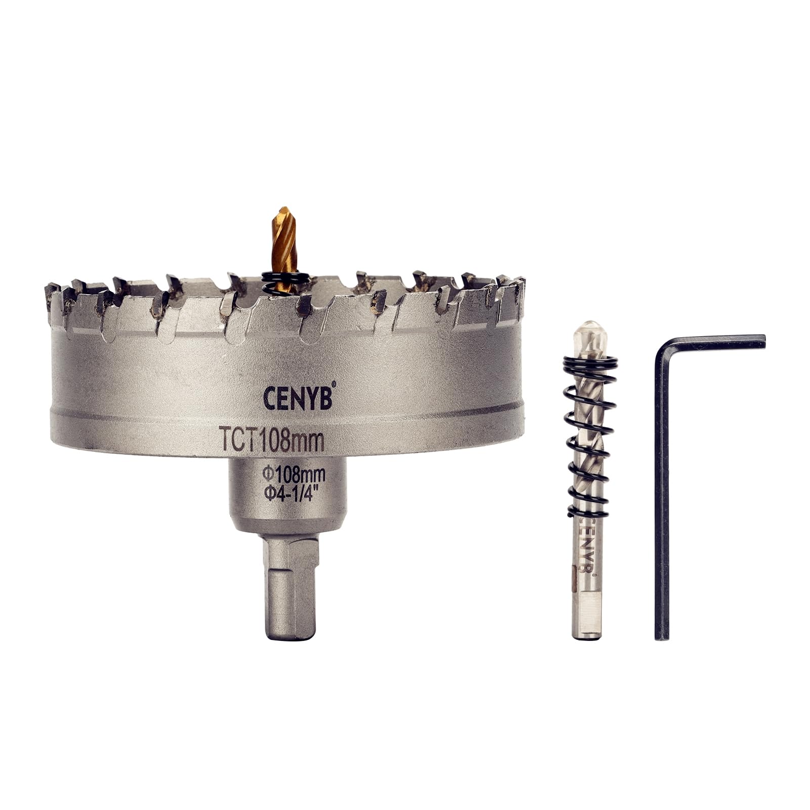 2-1/8" (54mm) Tungsten Carbide Tipped Hole Saw with 2Pcs Titanium-Plated Pilot Drill Bits for Metal, Steel, Iron, Wood, Plastic — view 16