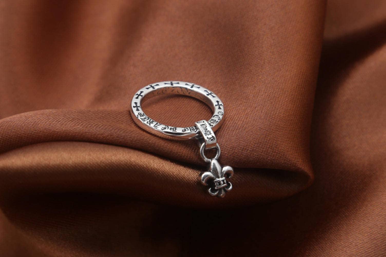 Ring de Dedo Abierta de Metal esterlina S925 Joyería de Metal de esterlina, Personalidad de Metal Vintage Cross Anchor Cross Posting Pareja Regalos para Amantes de Metal, 19#