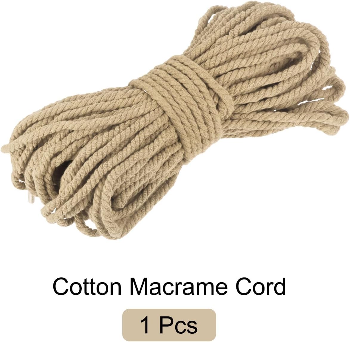 0.3 Inch 98 Feet Macrame Cord, Cotton Cord Rope String 3 Strands Twisted Braided Thick Macrame Cord [for Crafts Wall Plant Hangers] - Khaki