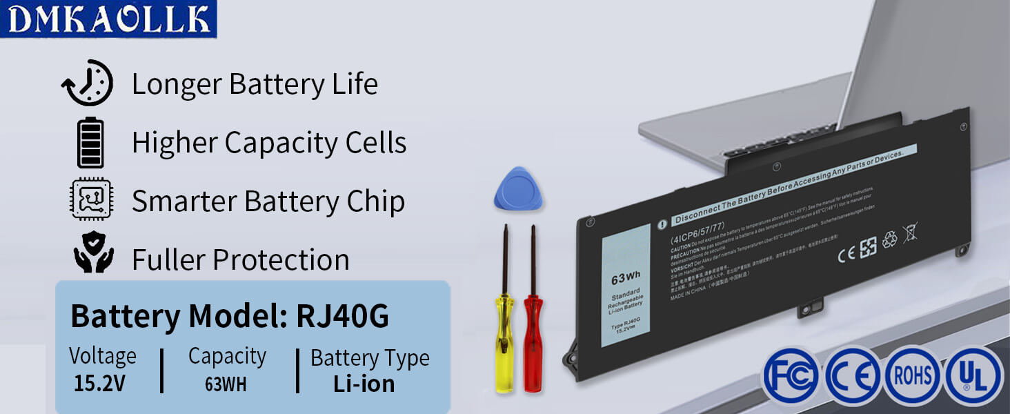 63Wh RJ40G Batterie Pour Dell Precision 15 3560 Latitude 14