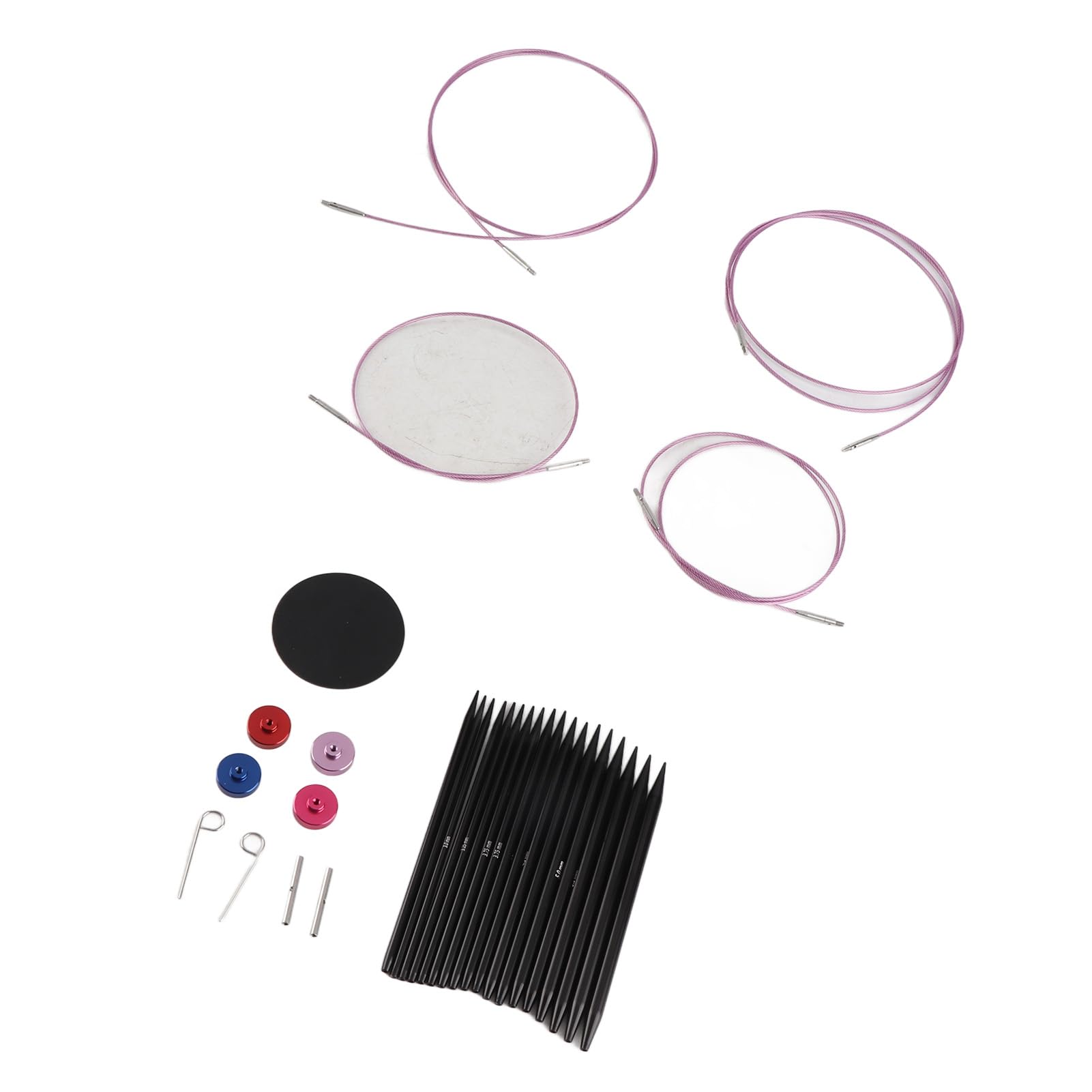 Set di ferri da maglia circolari da 3 a 6 mm, ferri da maglia circolari intercambiabili, in alluminio e acciaio inossidabile, per lavori artigianali, con custodia