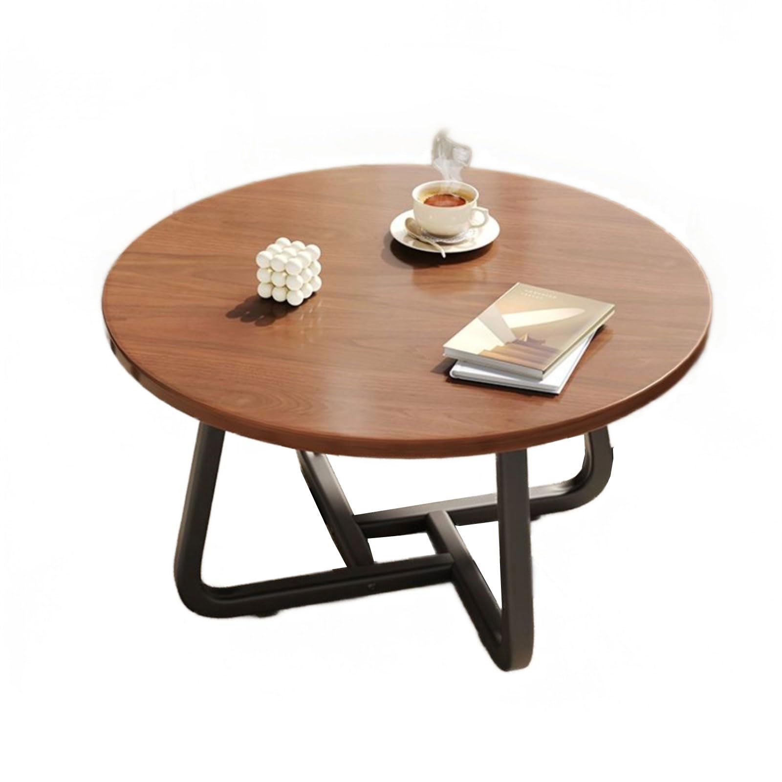 Corridor Tea Table Side Table Coffee Table Round Artificial Board Metal Leg Sofa Porch Living Room Hotel Office (70X70X43CM)