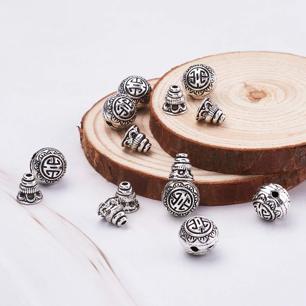 Craftdady 10Sets Tibentan Guru Beads 3-Hole T-Drilled Beads with Cone Cap For Rosary Necklace Prayer Bracelet Buddhist - Image 3