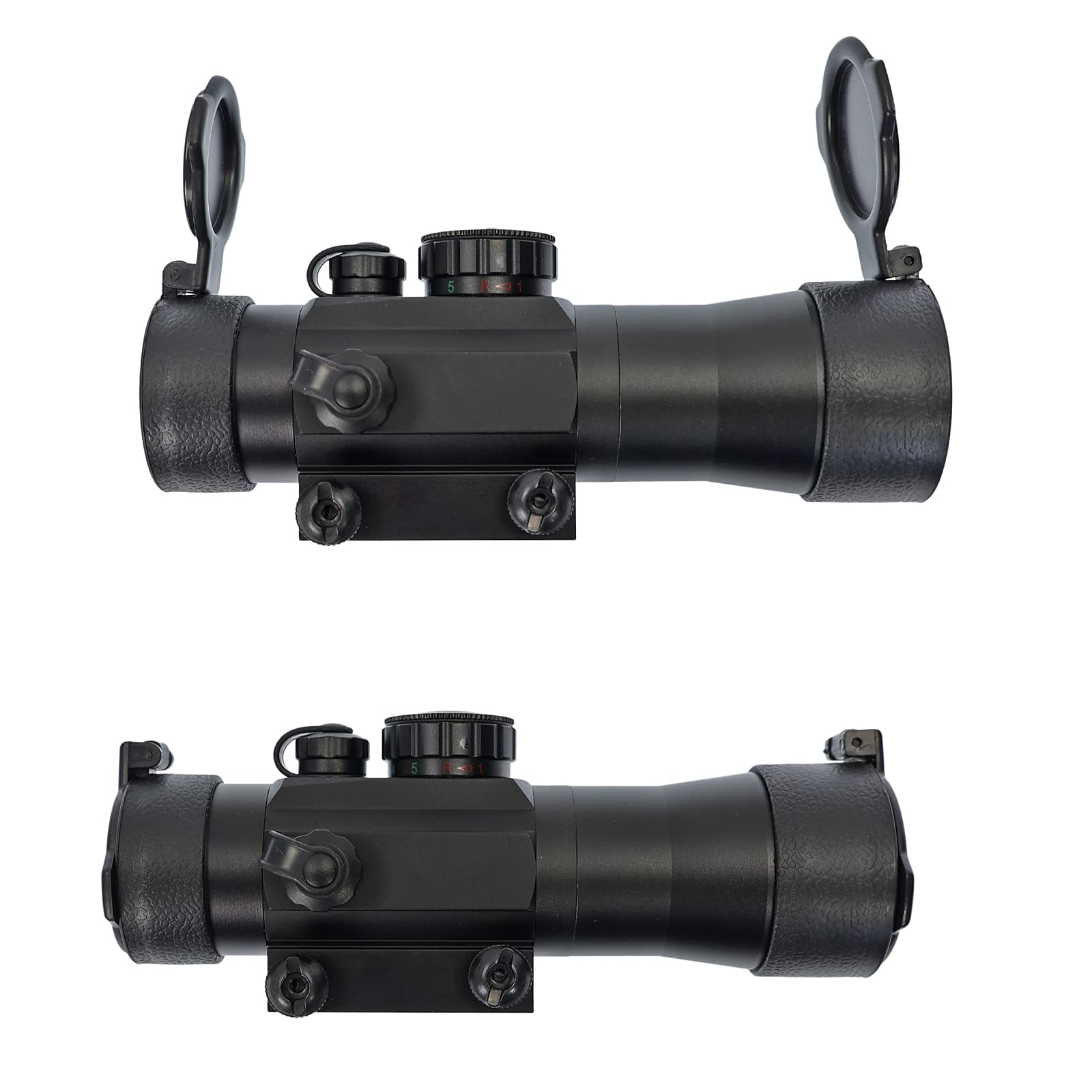 X-Bow FMA Multi Dot 2x40 Red Dot Visier | robustes Aluminium-Visier mit 4 Zielbildern, 5-stufiger Beleuchtung (Rot/Grün), 2-fache Vergrößerung, Picatinny-Montage