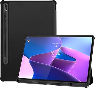 for Lenovo Tab P12 Pro Case with Pen Holder 12.6 Inch 2021 Release TB-Q706F TB-Q706Z, Shockproof Protective Cases Tri-fold Stand Folio Smart Cover for Lenovo Tab P12 Pro 12.6” -Black