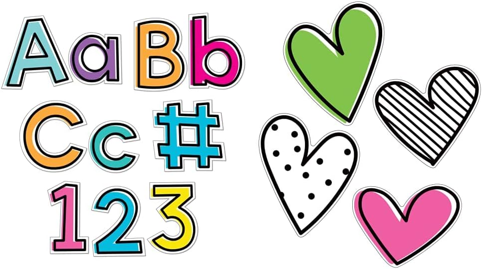 Carson Dellosa Kind Vibes Bulletin Board Letters & 12 Piece Extra Large Heart Bulletin Board Cutouts, Extra Large Hearts Bulletin Board Decorations, Classroom Cutouts for Classroom Décor