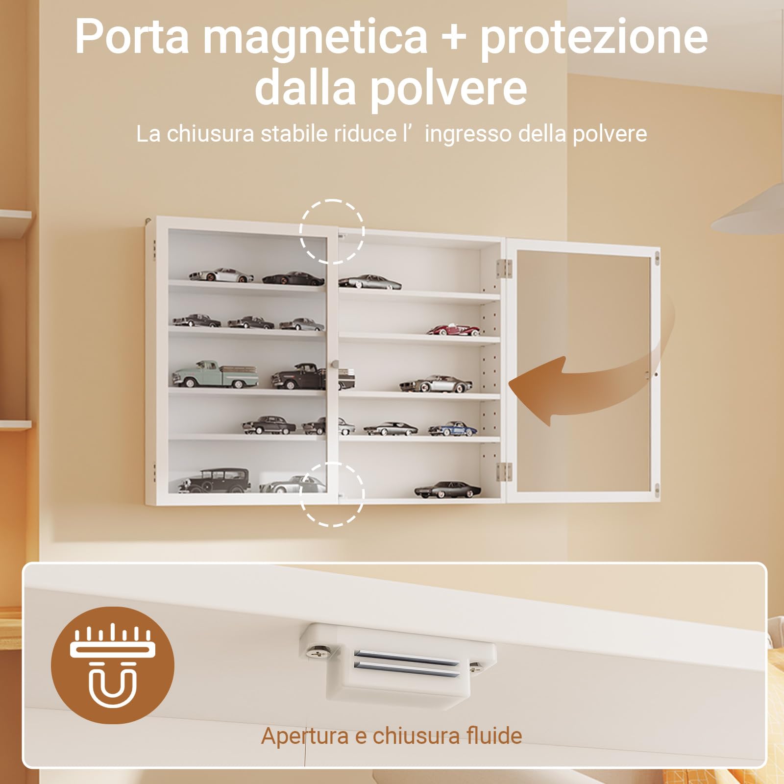 SoBuy Vetrina murale 12cm prof. 5 livelli per figurine, modelli