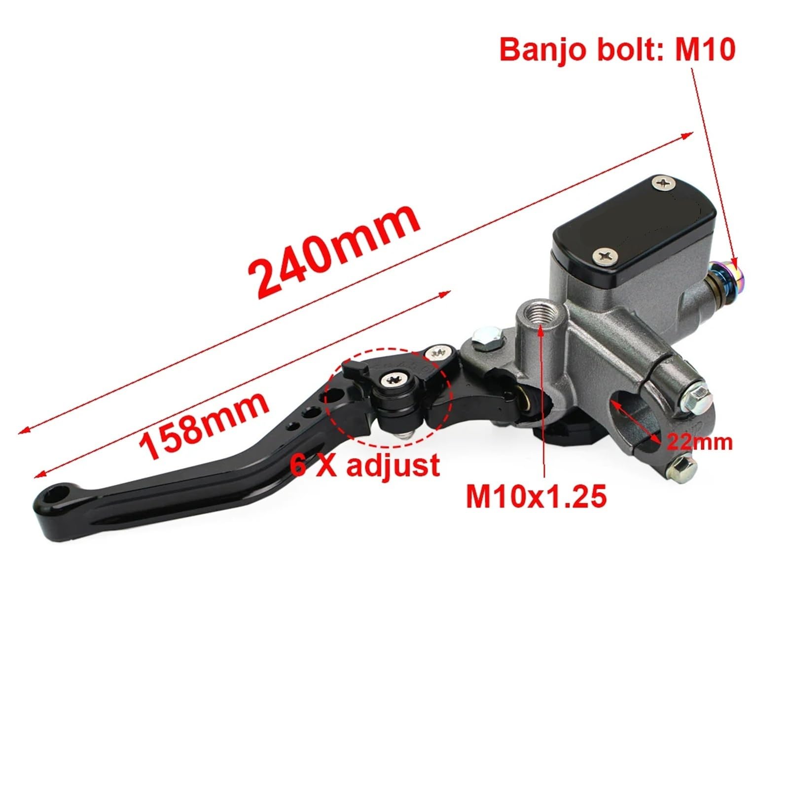 Compatible con Honda, Compatible con el kit Yamaha | Juego de bomba de embrague + bomba de freno de 22 mm.(Black Set)