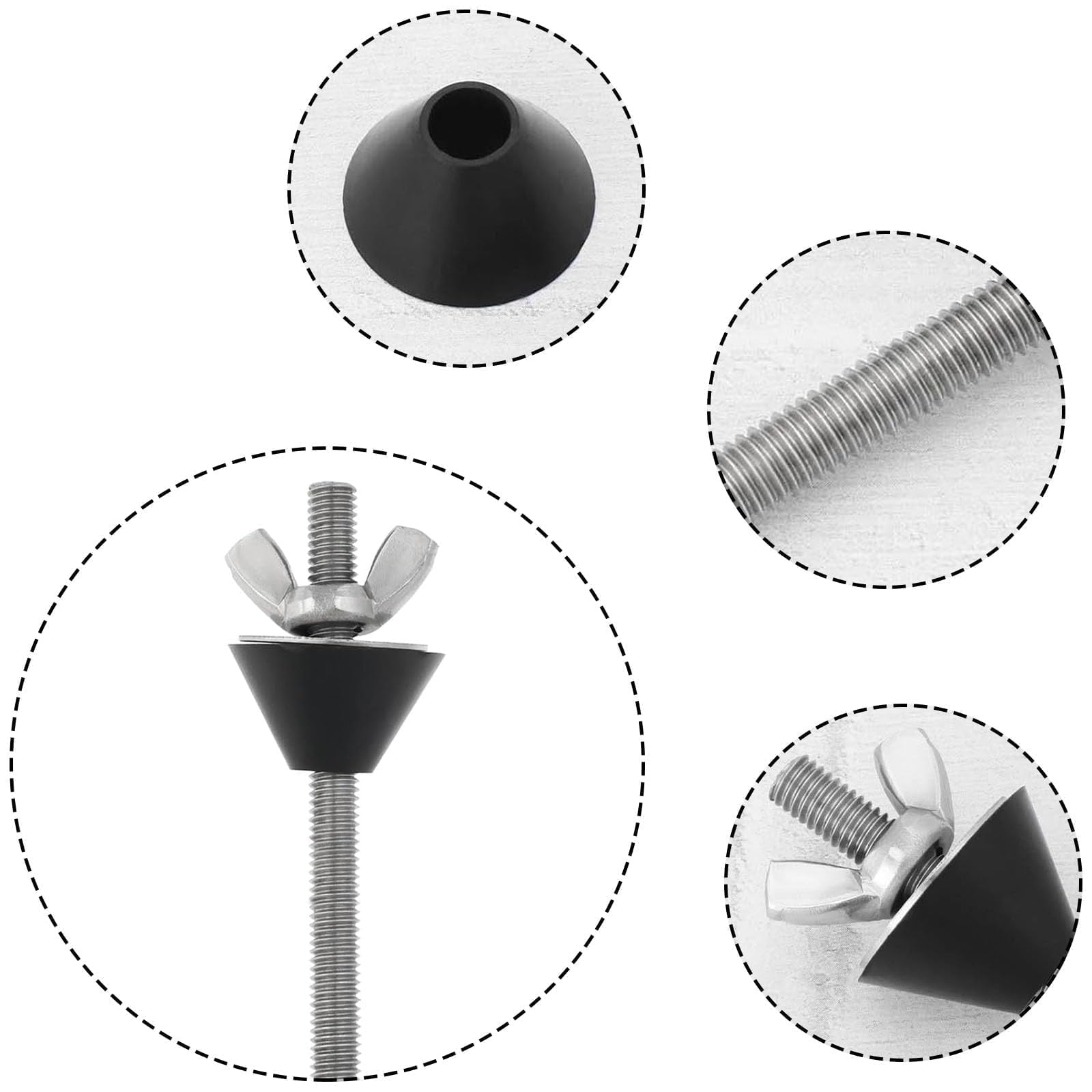 GIONAR 4 Sets M6x70mm Toilet Seat Hinge Repair Kit, Stainless Steel Toilet Seat Fittings, Non-Slip Toilet Seat Fixing Set - Image 3