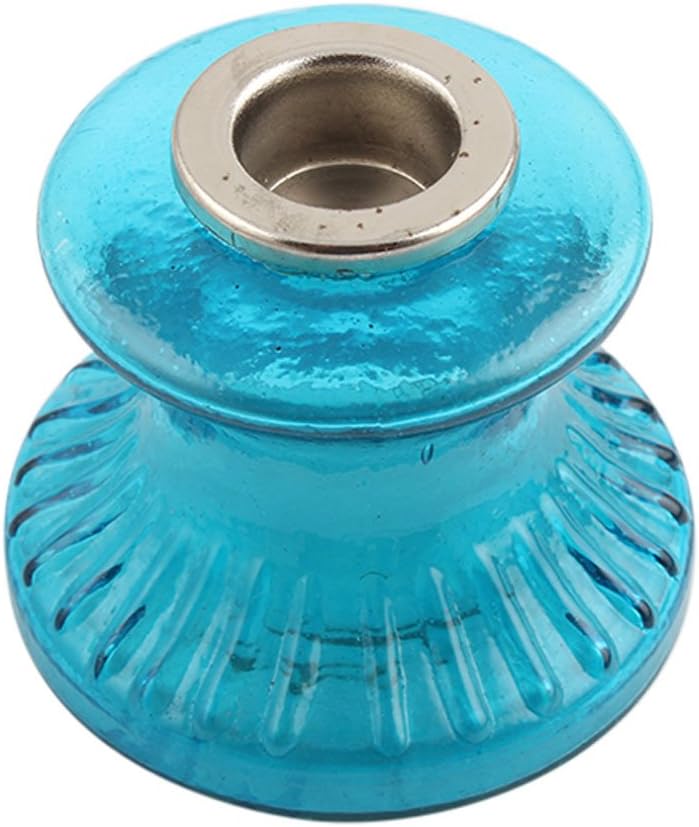 Indian Shelf Vocalforlocal Handmade Vintage Turquoise Depression Glass Candle Holder (Set of 1 Piece)