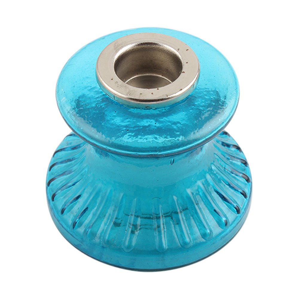 Indian Shelf Vocalforlocal Handmade Vintage Turquoise Depression Glass Candle Holder (Set of 1 Piece)