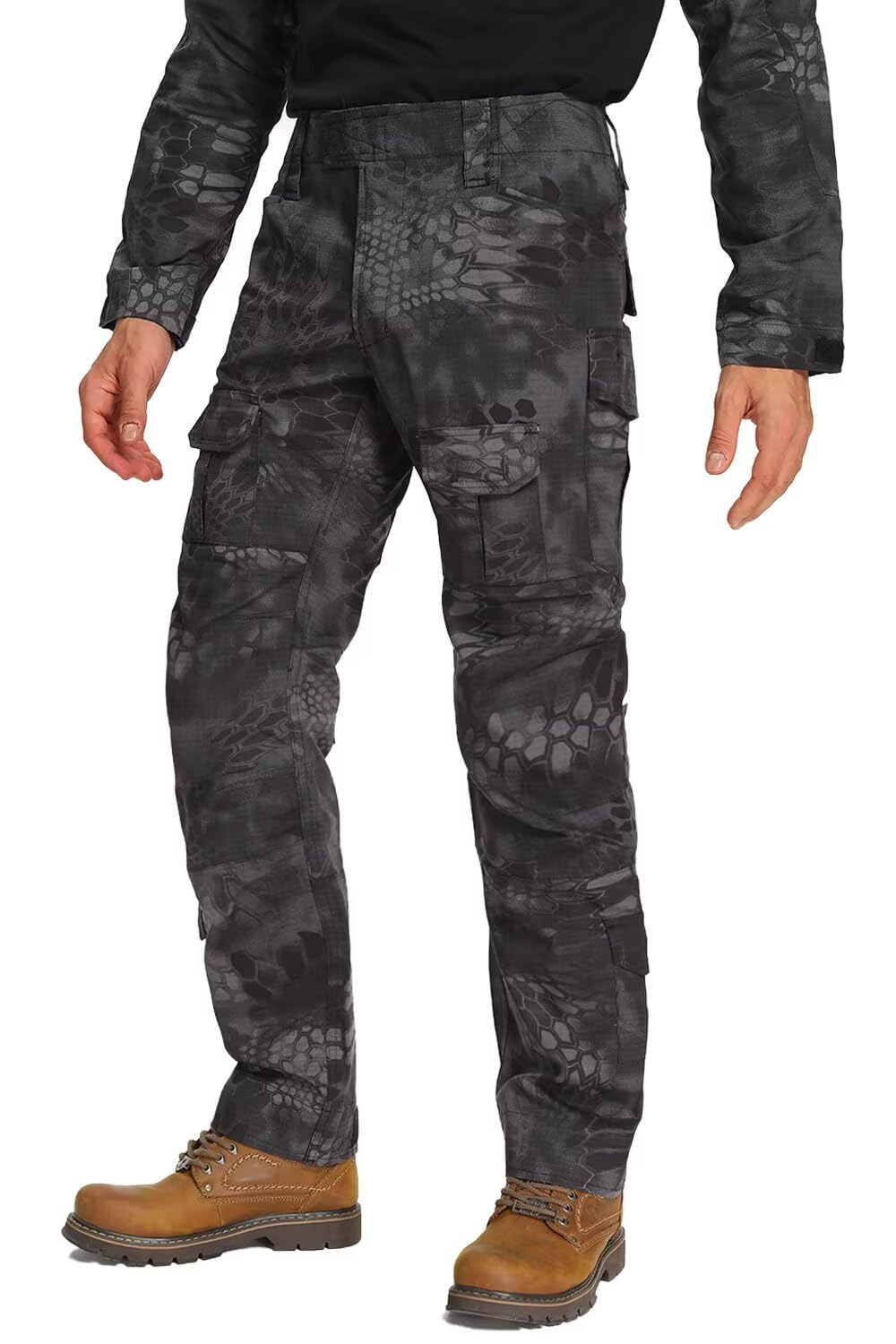 Vatinnt Men's Black Python G4wf Waterproof Hiking Trousers Tactical Cargo Pants G4wf Black Python 42
