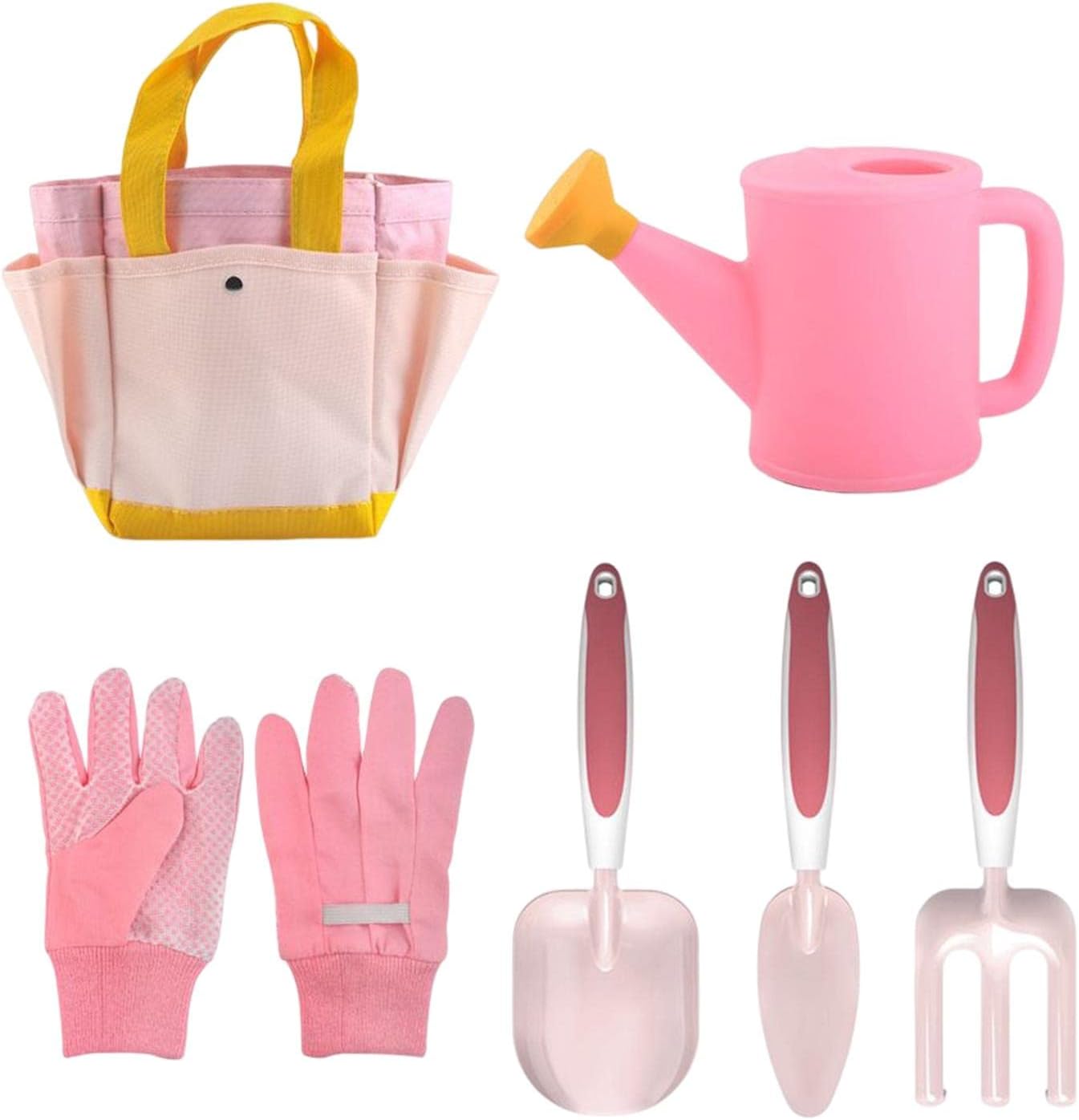 Children Garden Tool Set for Girl Includes Gloves, Rake, etc Great for Parent and Child Relationships Accessory Sturdy, 6Pcs