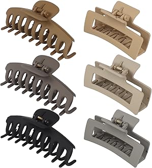 79Style Hair Clips for Women, 6pcs Claws Clips for Thick Hair, Banana Clips for Hair 3.5 Inch, Big Hair Clip, Medium Large Plastic Hair Clip for Girls, Multiple Colors - Brown