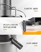 Vista 5 de Powerful 1200W GDOR Juicer with Larger 3.2" Feed Chute, Titanium Enhanced Cutting System, Centrifugal Juice Extractor Maker with Heavy Duty Full