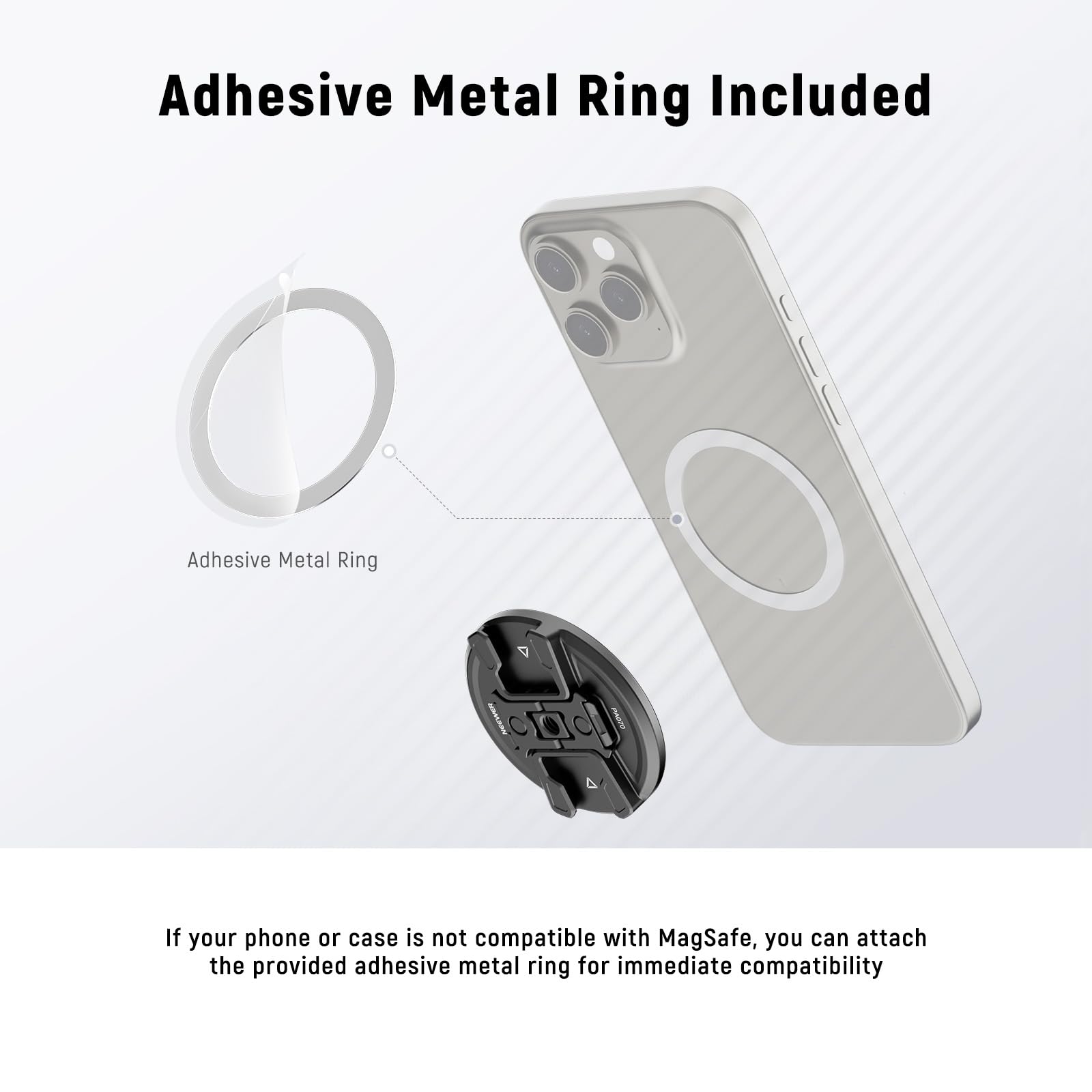 NEEWER Soporte magnético para trípode para teléfono con Adaptador de cámara de acción, Zapata fría con Pin antiapagado, Rosca de 1/4 Pulgadas Compatible con MagSafe iPhone 16 15 14 13 12 Series dji