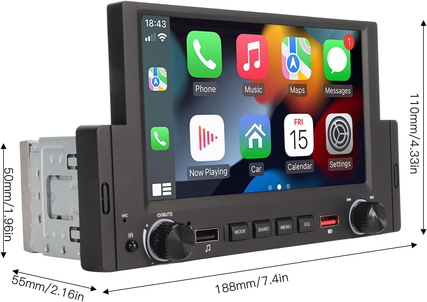 Car Multimedia Player 6.2in, Mirror Link, Reversing Image,5.1, Modern Design, Wired for Android Auto, 12 LED Backup Cameras