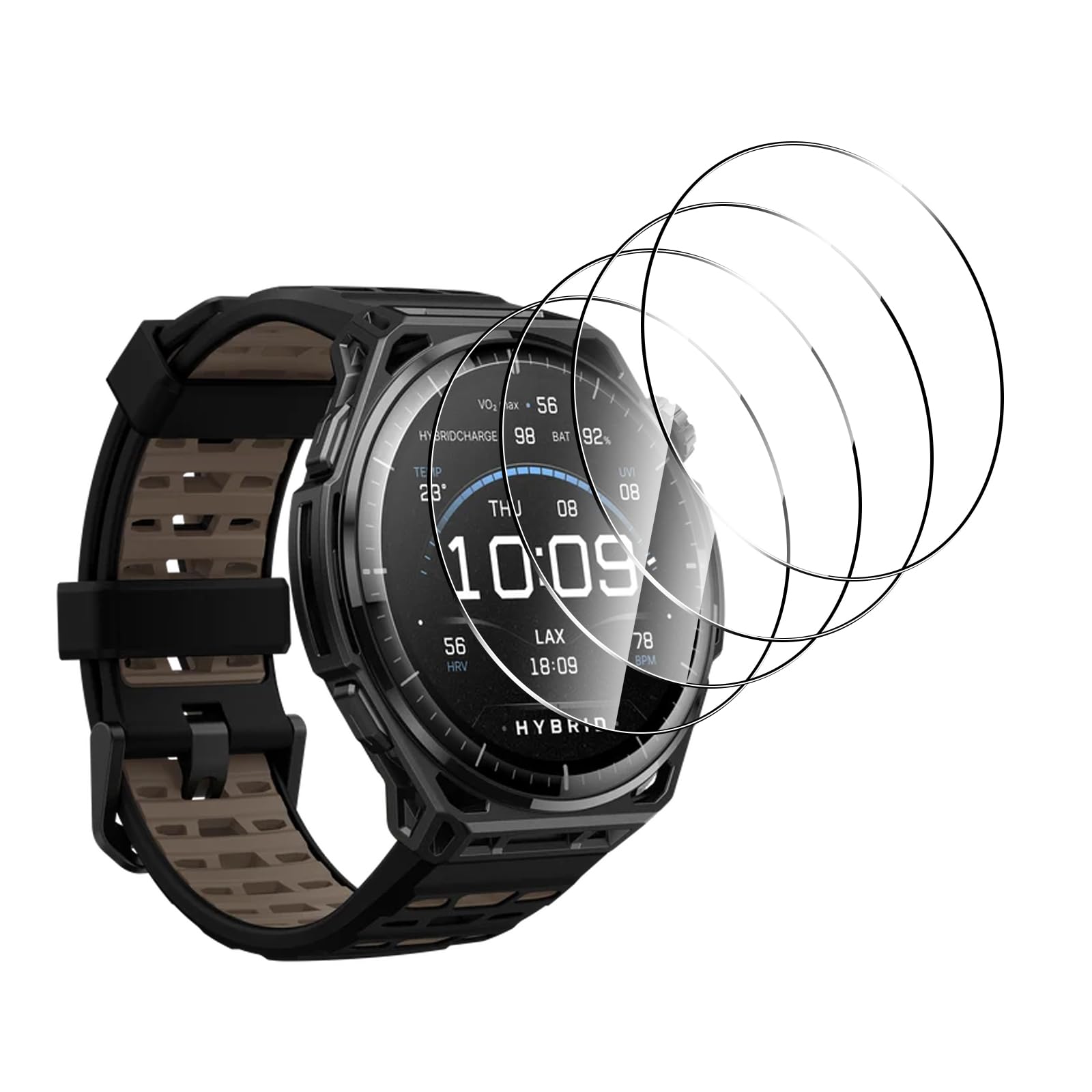 Anoowkoa Paquete de 4 protectores de pantalla para Amazfit Balance 3 48mm Premium Vidrio Templado Film Guard Cover-Genuine Super Easy Installation