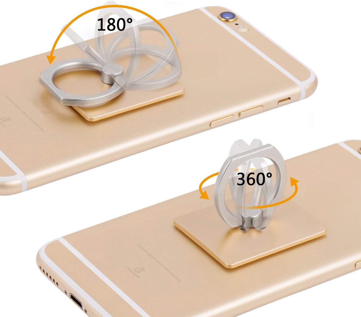 LaMignonne Handyring-Halterung Mit 360° Drehung – Universal-Fingerring Als Griff & Ständer Für Alle Smartphones, Silbergrau