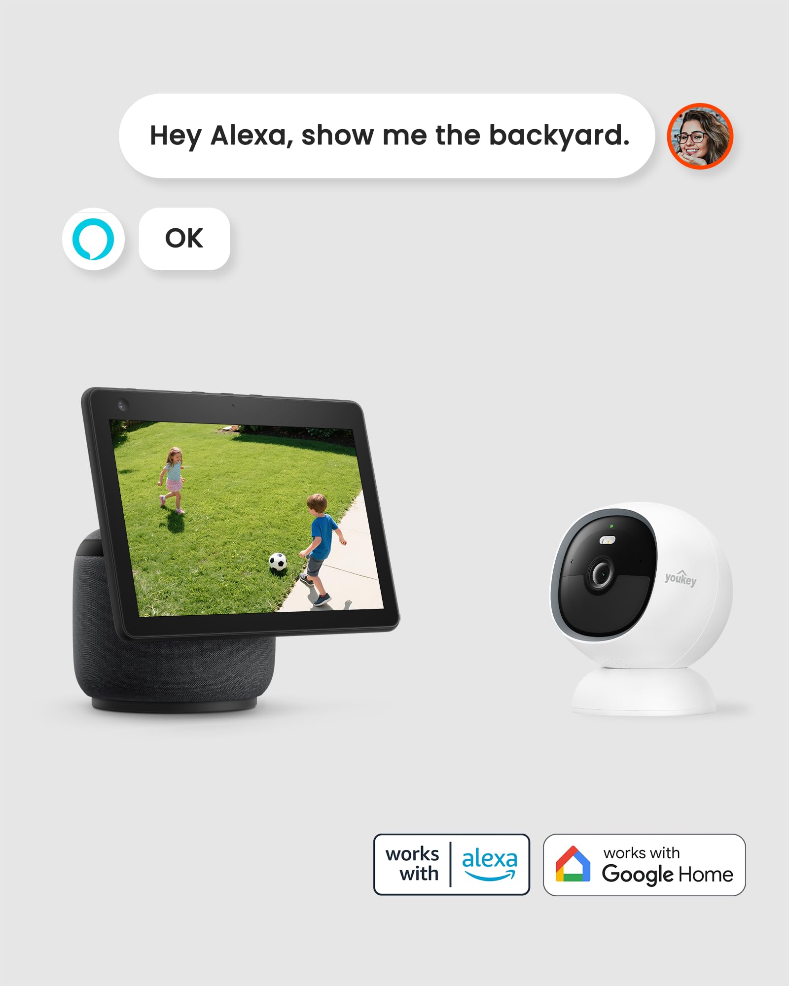 youkey S320 - Cámara magnética sin cables 2.5K QHD cámara de seguridad con WiFi 6 de doble banda, almacenamiento integrado de 8 GB, visión nocturna a color, detección de mascotas humanas, IP65, sin