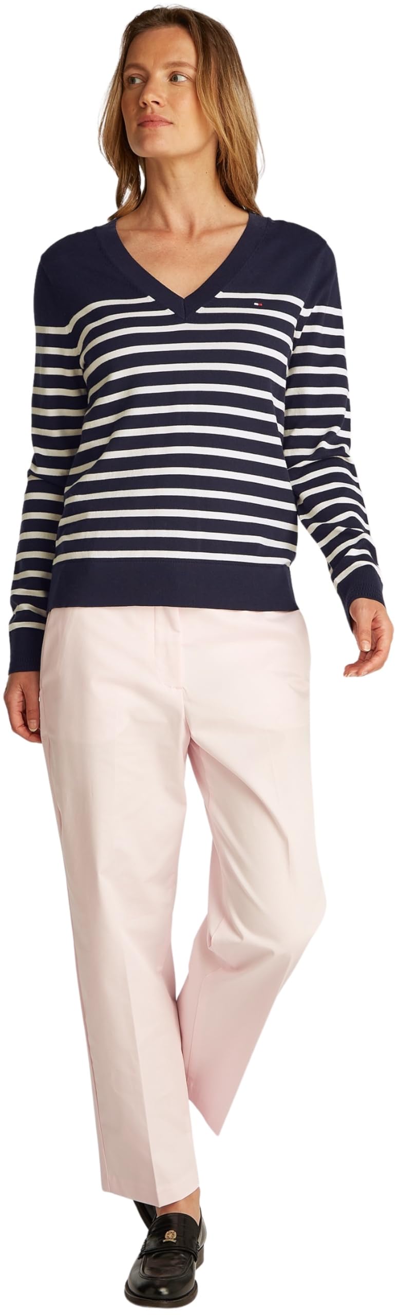 Tommy Hilfiger Damen Pullover Jersey Stitch V-Neck Strickpullover
