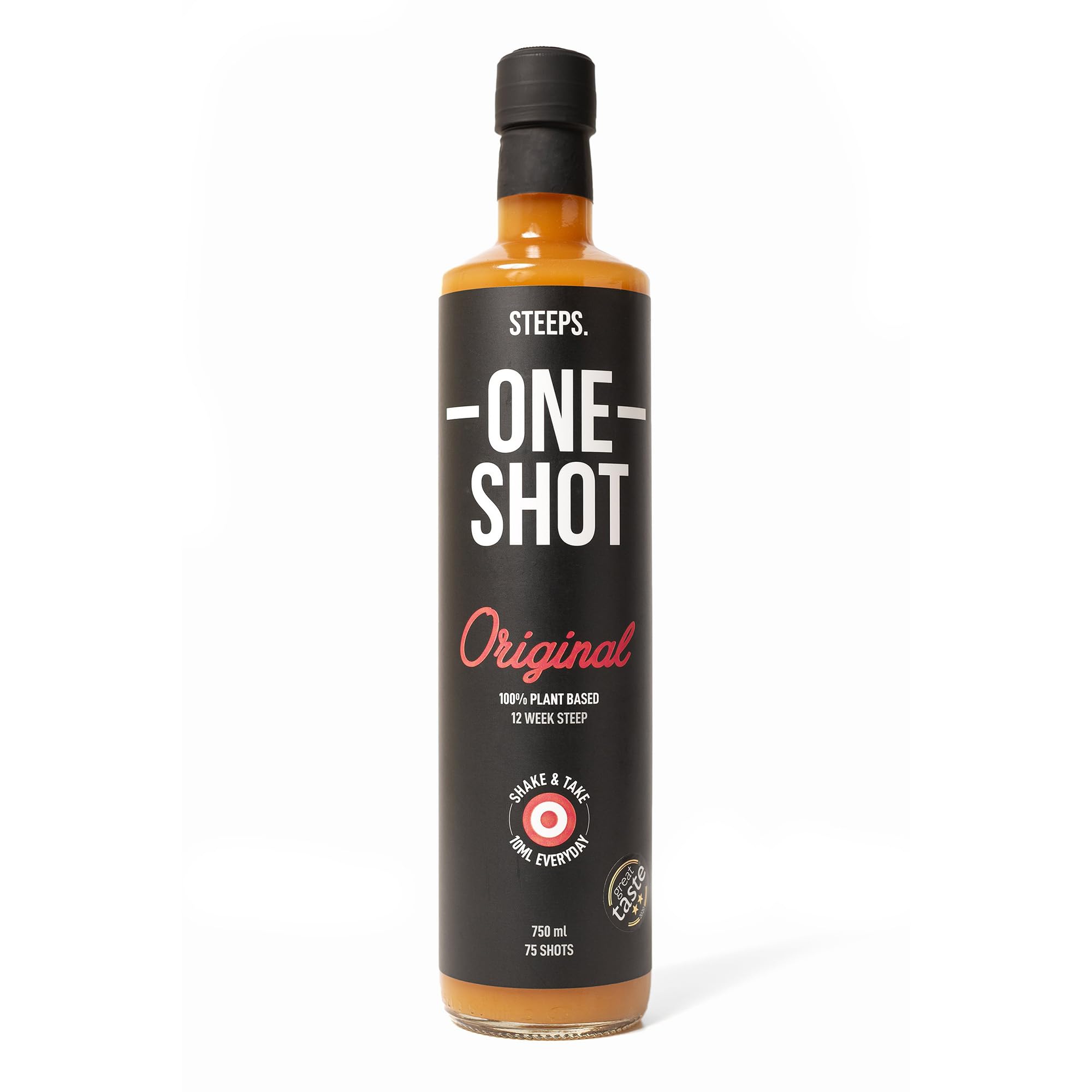 Steeps One Shot Apple Cider Vinegar with Real Live Mother - Raw & Unpasteurised with Ginger, Turmeric, Garlic & much more, Boosts Digestion & Immunity, No Preservatives, 75 Original Shots