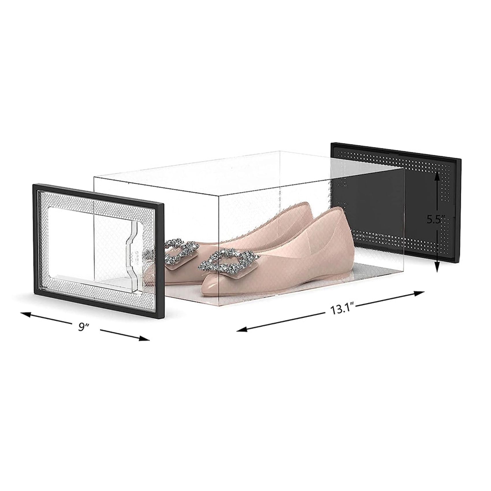 2 x transparente Schuh-Aufbewahrungsbox, Kunststoff-Schublade für Sneaker, transparent, Promi-Stil, platzsparendes Design, ideal für Zuhause und Reisen