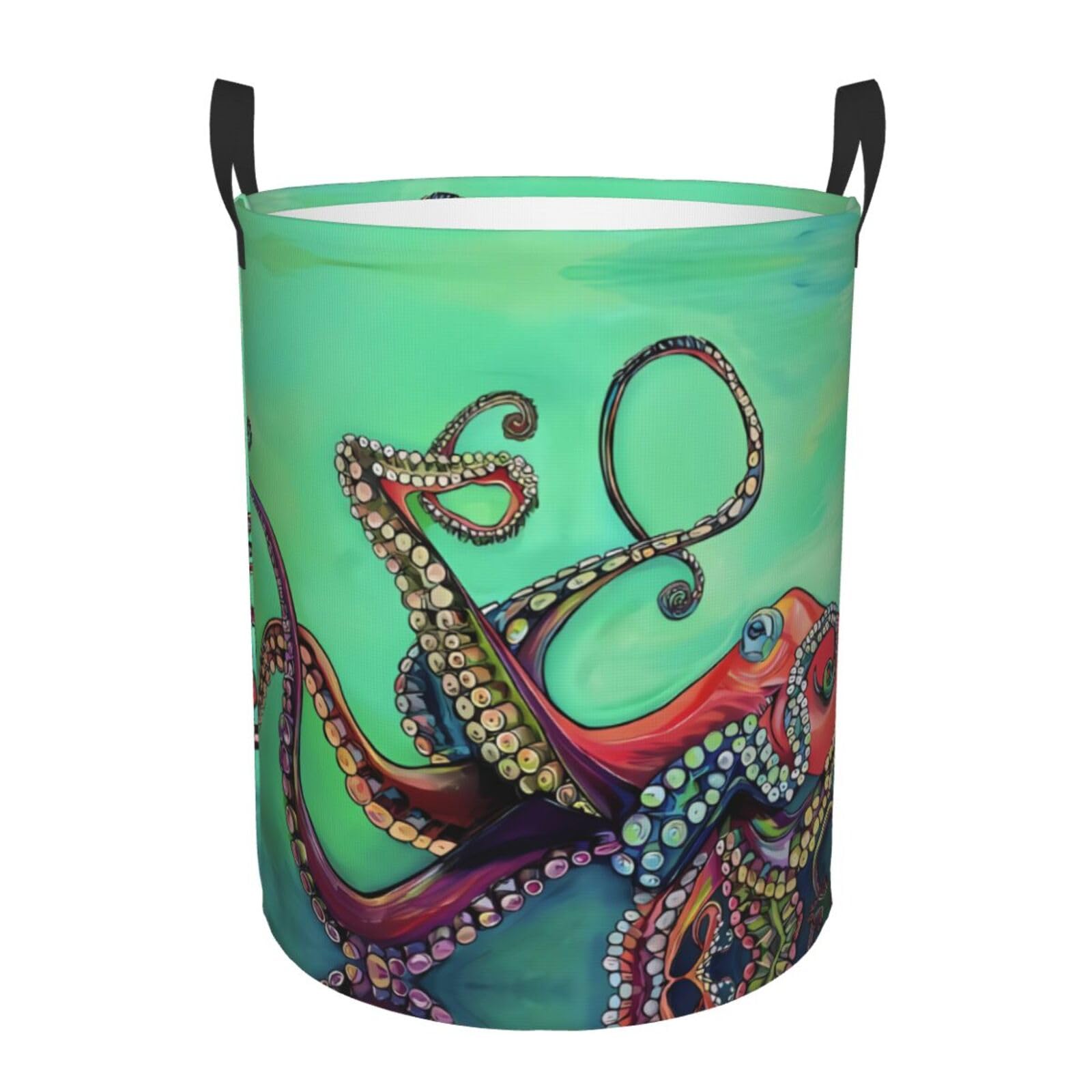 M Circular Hamper cute octopus Print Storage Basket for Home