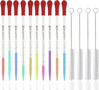 10 Pieces Glass Pipettes Graduated Dropper,Sonku 10pcs 1ml Long Glass Pipette Dropper with 10 Rubber Caps and 4pcs Droppers Brush