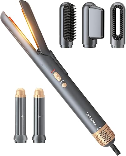 WindBlow Cepillo secador de pelo, alisador 6 en 1, rizadores de envoltura automática para el cabello, profesional 110,000 RPM Magic Multi Styler con