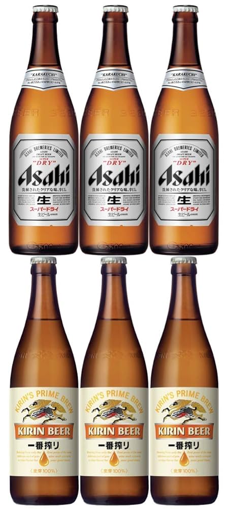 Amazon.co.jp: アサヒスーパードライ中瓶3本 + キリン一番搾り中