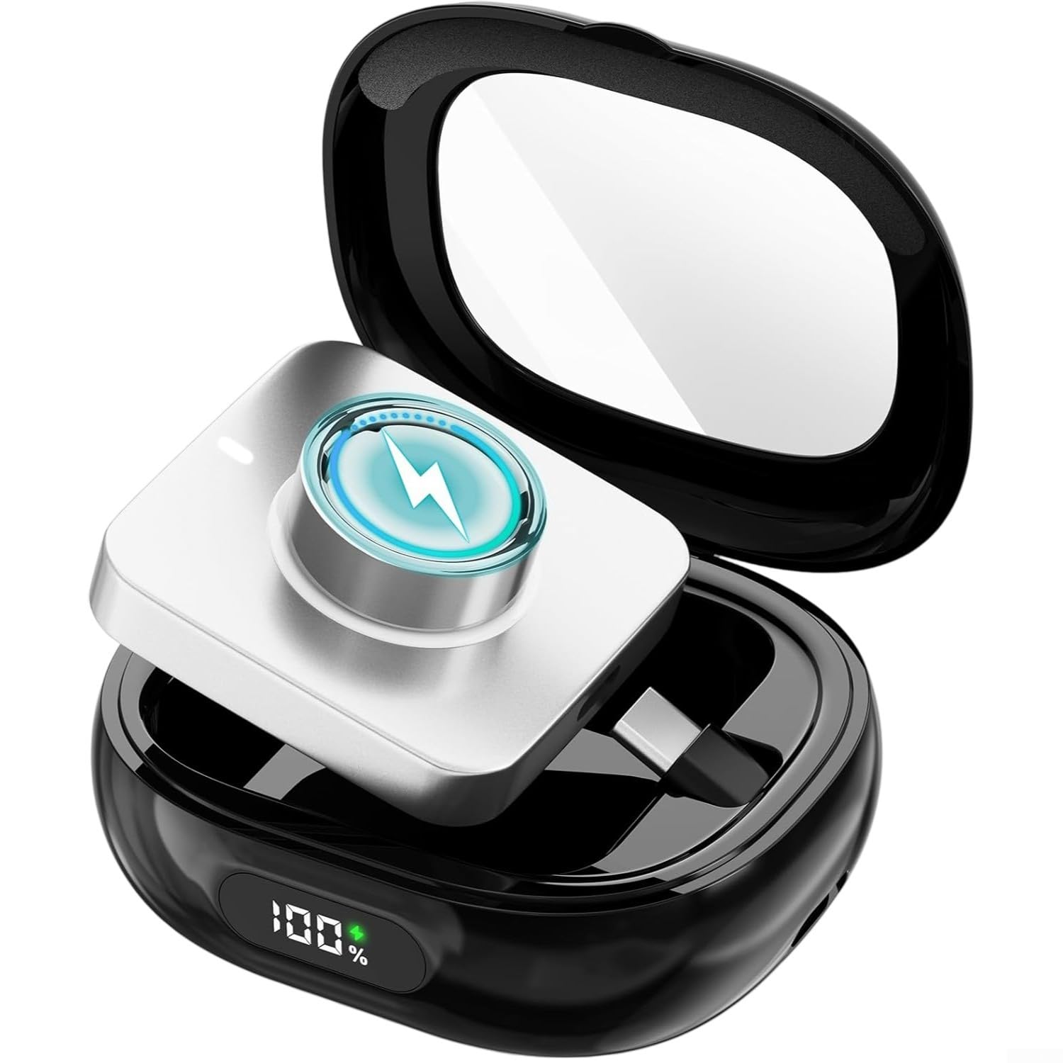 Startbuymore Oura Ring 4 Ladehülle, 2000 mAh Ladehülle, kompatibel mit OURA Ring Gen 4 und mit Echtzeit-Akkuüberwachung und 45-Tage-Standby-Zeit (Silber)