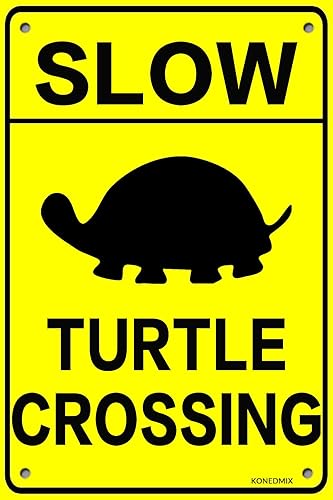 Letrero de hojalata con diseño de tortuga Crossing para uso urbano e interior y exterior, 8 x 12 pulgadas
