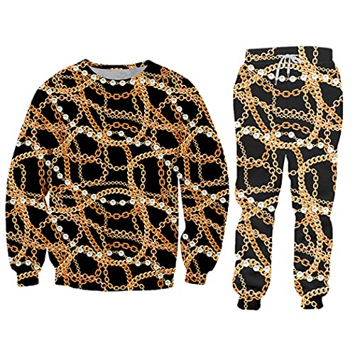 Sweat à capuche et jogging homme baroque 3D XL ensemble streetwear confortable