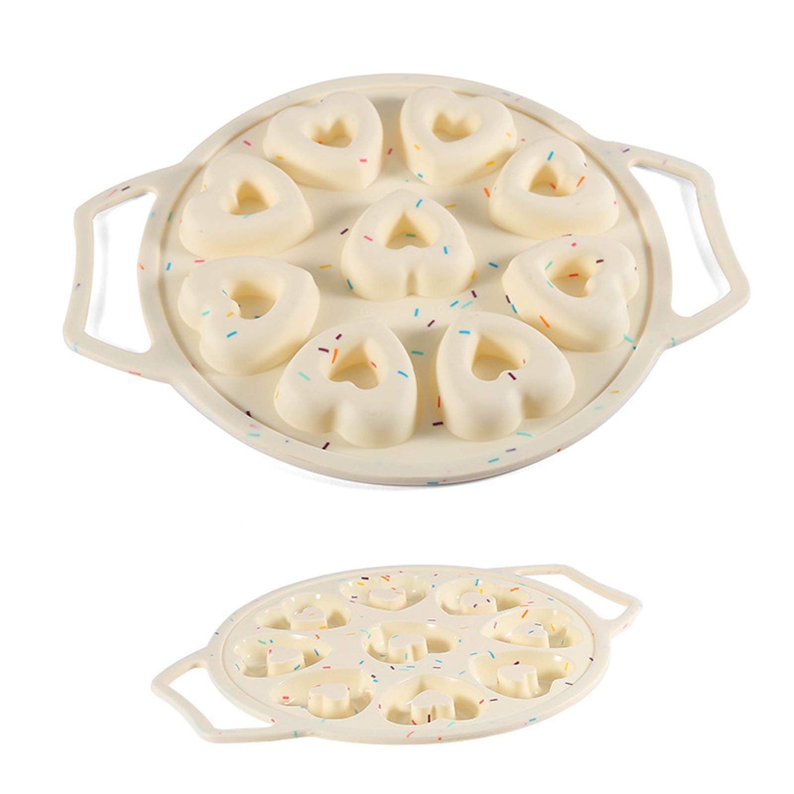Moule à gâteau en silicone en forme de 9 donuts - Non collant - En forme de cœur