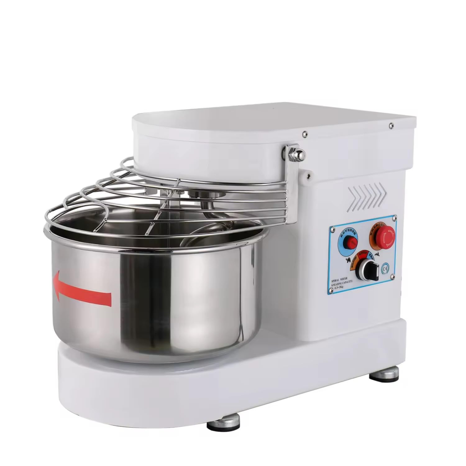 Viemylù Impastatrice Professionale a Spirale 7lta 10 velocità 750W, Macchina per Pane con Gancio Spirale in Acciaio Inox, 230V