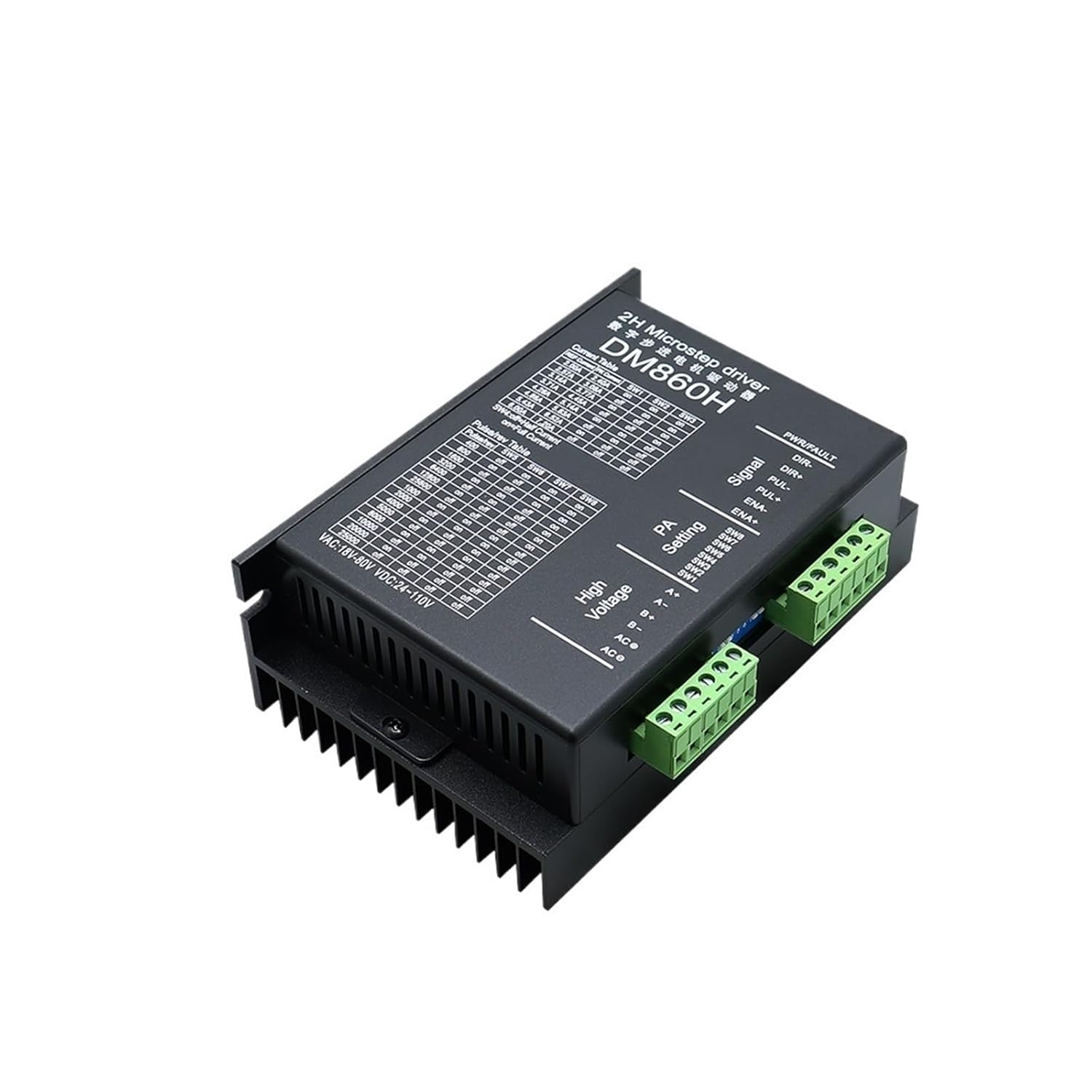 DM860H with Fan High Torque 2 Phase 2.4A-7.2A AC 18~80V or DC 24~110V 2H Microstep Drive Suit Motor Driver