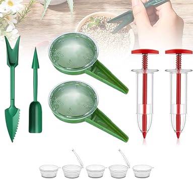 AIIONP 6 PCS Mini Seed Spreader, 2026 Premium Mini Sowing Seed Dispenser, Small Seed Planter Tool, Manual Seedlings Dibber and Widger Set, Seed Sower Spreader Handheld for Tiny Seeds Set D
