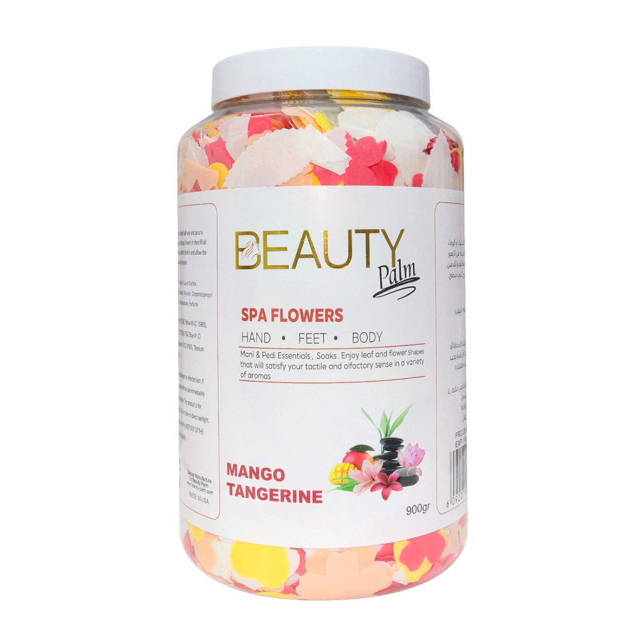 Beauty PalmSpa Flowers Mango Tangerine, 1 gallon l For Body Bath, Manicure and Pedicure l Salon Professional and Home Care Use, Soaks, Nourishing and Moisturization Effect