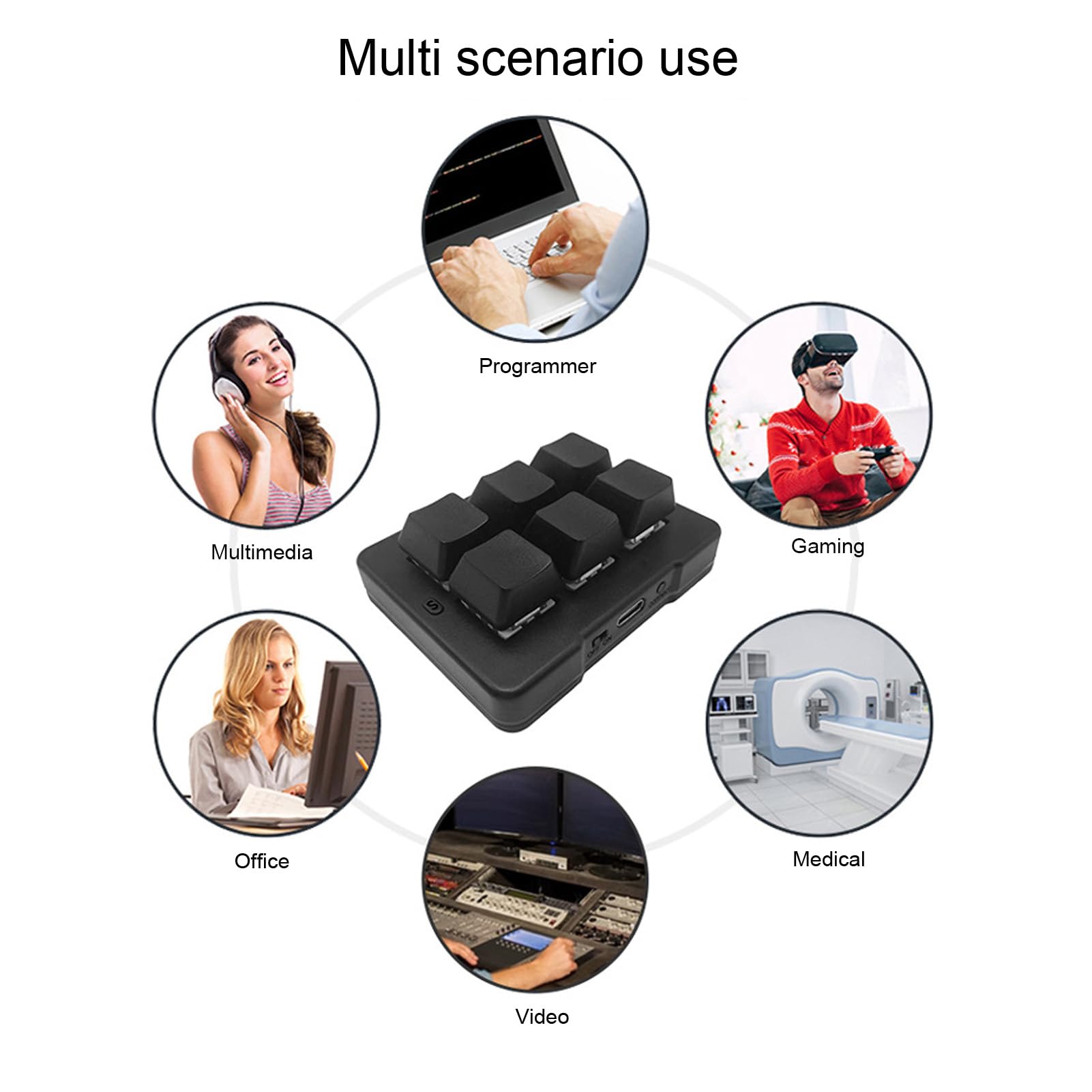 Cuifati Mini Clavier 6 Touches, Clavier Macro RVB personnalisé Programmable, Double Mode Filaire sans Fil 2,4 G, Commutateur Bleu, Jeu Mécanique à Une Main pour Jeu D'étude de Travail