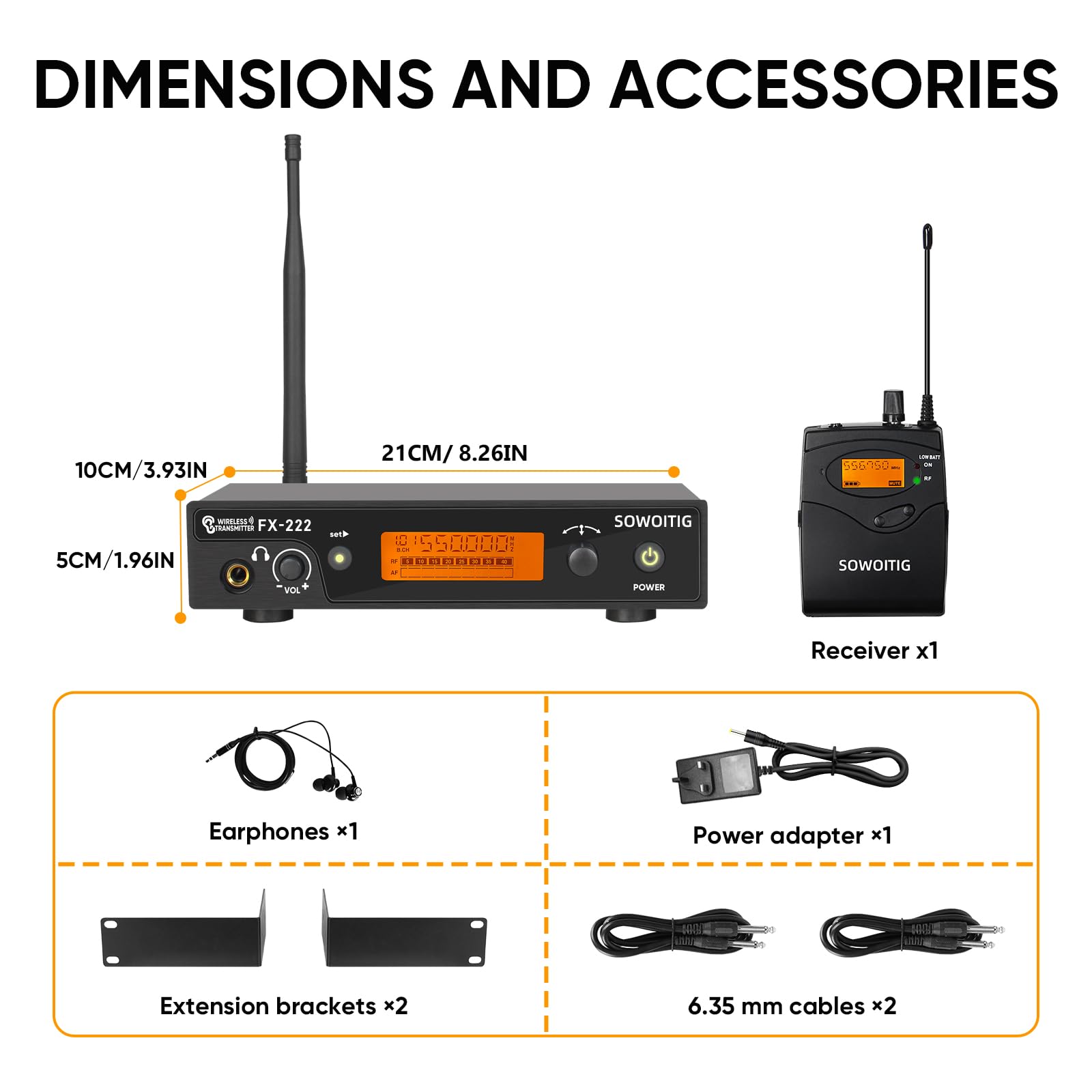 Sistema di monitoraggio wireless in-ear, monitor in-ear con 1 Bodypack, sistema IEM wireless UHF per musicisti, palco, band e studio