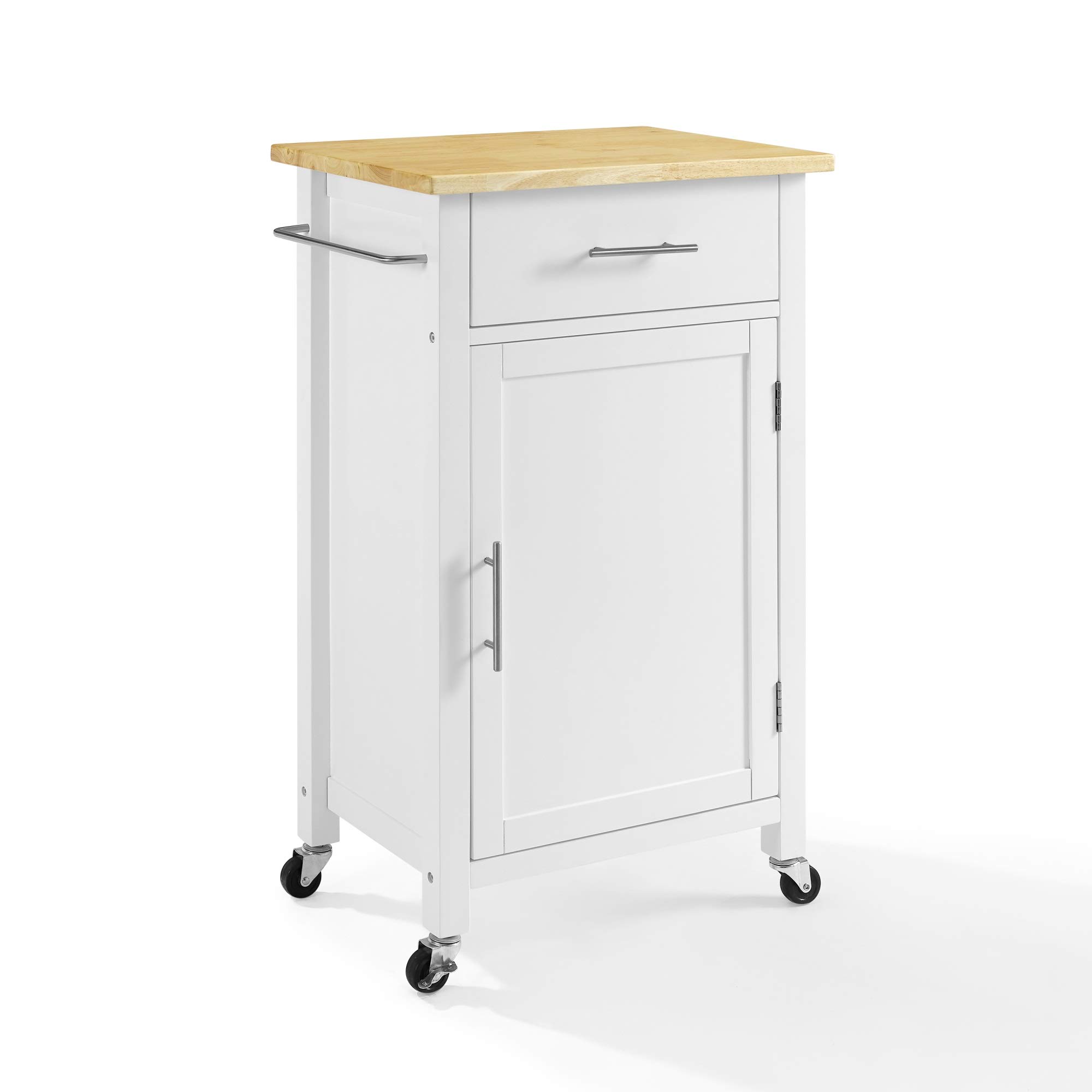 Crosley Furniture Savannah Compact Kitchen Cart with Wood Top, White