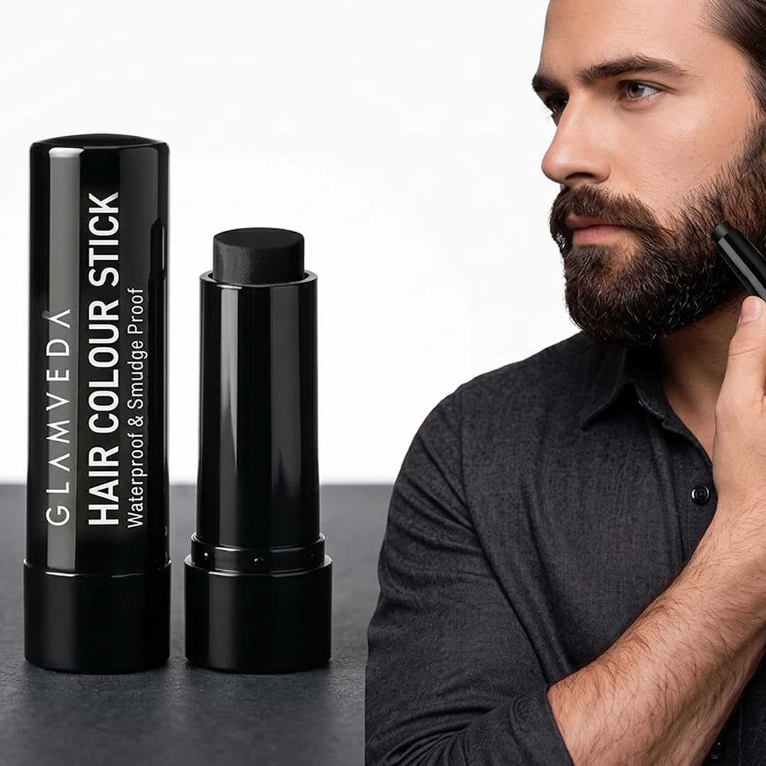Glamveda Men Hair Color Stick | Instant Root Touch-Up for Men | Covers Grey Hair & Beard | Natural Hairline | Highly Pigmented | Long-Lasting Matte Finish | Pack of 1-image-25