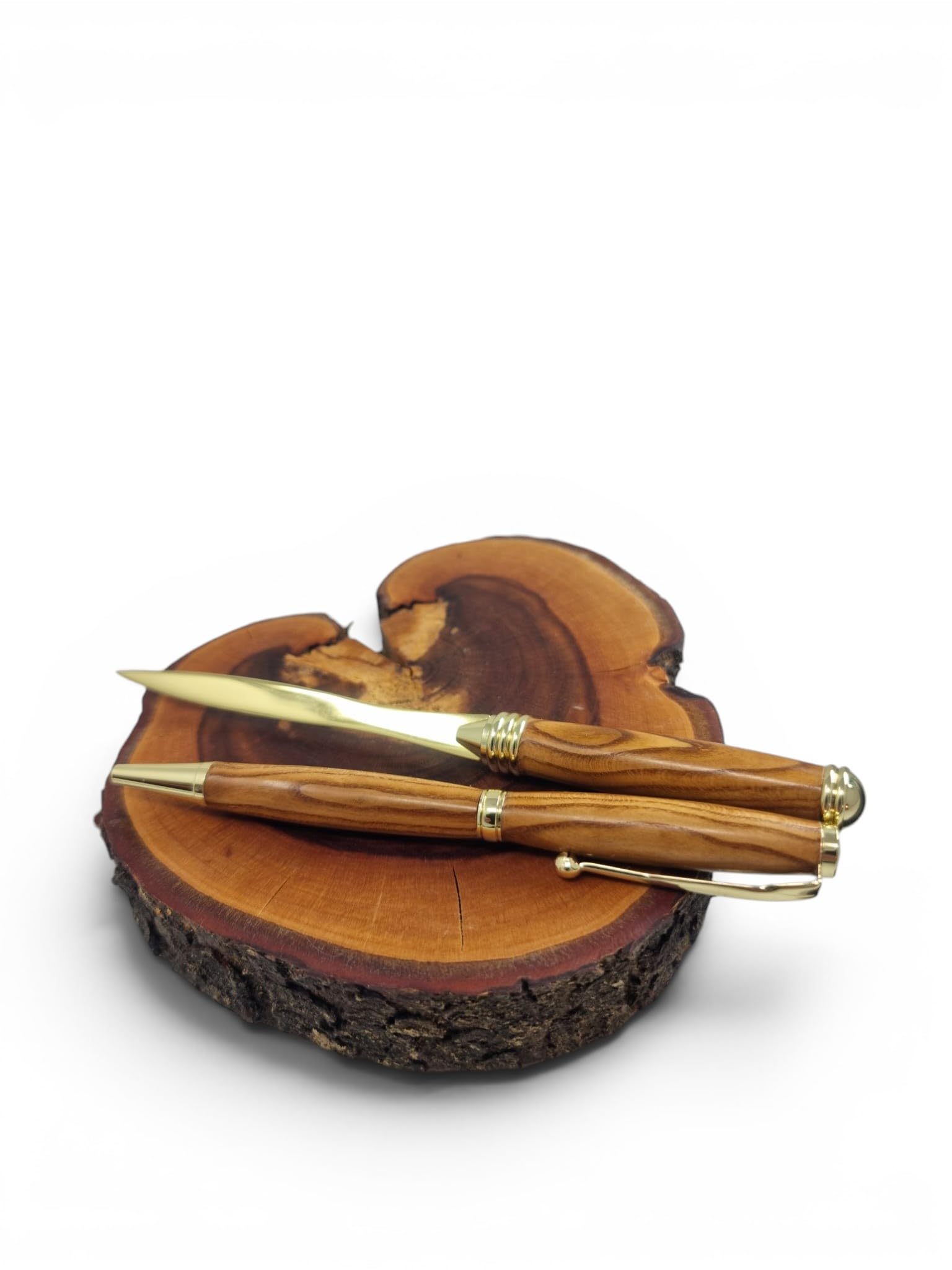 Edles Holz-Geschenkset aus Essigbaum | Handgedrechselter Kugelschreiber & Brieföffner – Exklusives Schreibset für Büro & Schreibtisch – Handmade Unikat