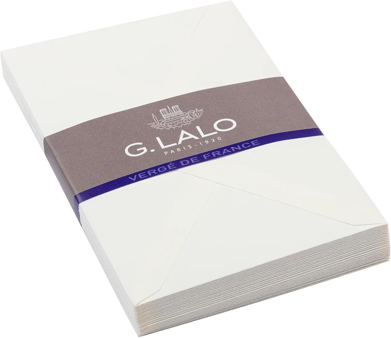 Lalo 21400L - Verge De France Pack of 25 gummed Lined envelopes. Size: C6 11.4x16.2 cm, Laid Paper from France, White. Lined, Correspondence, Made in France